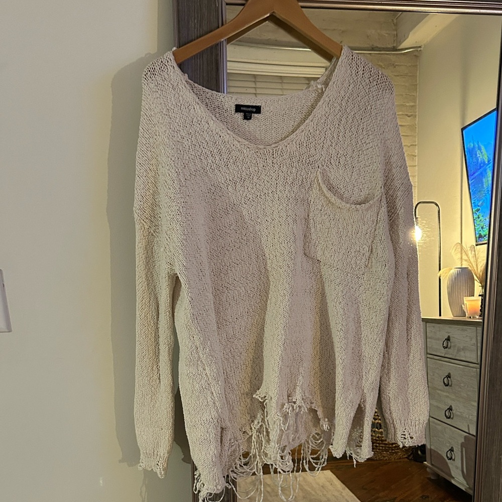 Mittoshop Cream Distressed Sweater